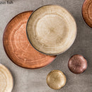Axyaa Ceramic Shallow Plates Set for Molecular Cuisine Display and Steak - Retro Kiln Style