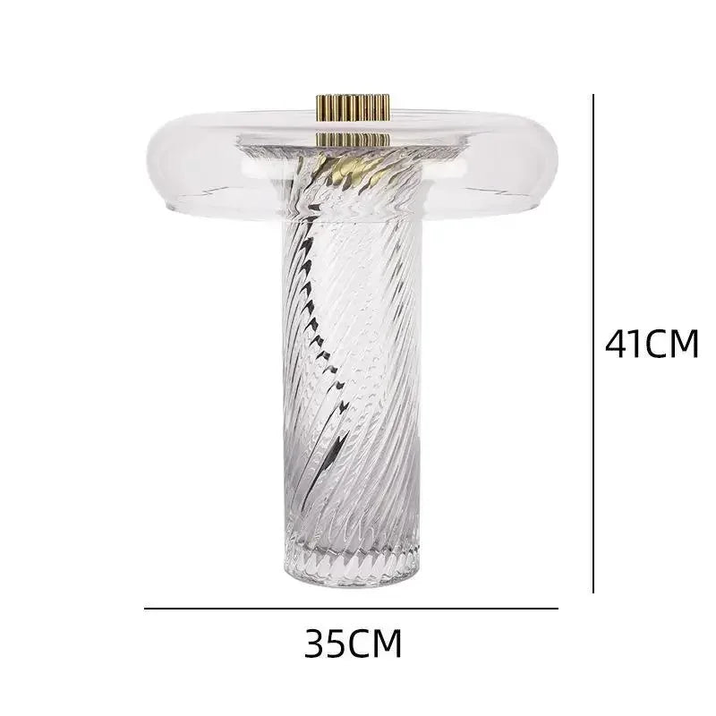 Axyaa Twisted Pattern Glass LED Table Lamp for Study Bedroom Bedside
