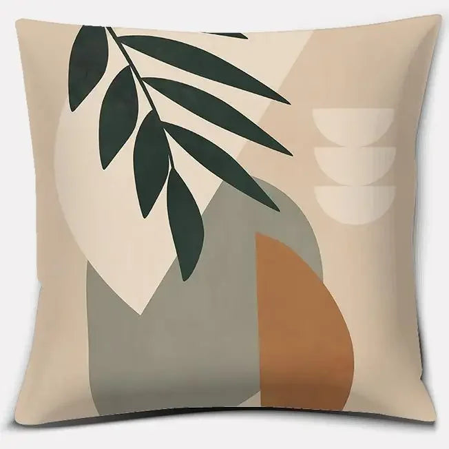 Axyaa Brown Green Abstract Pillow Cover 45x45 - Home Office Bedroom Sofa Car Decoration