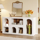 Axyaa 59" White Modern Console Table with 6 Compartments