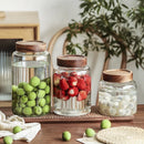 Axyaa Glass Mason Storage Jar With Bamboo Cover for Kitchen Grains & Tea