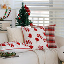 Axyaa Christmas Red Cotton Tufted Pillowcase - Festive Holiday Decor for Living Room