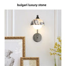Axyaa Marble Stone LED Wall Sconce, Rotatable Switch, White Glass, Carbon Steel