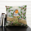 Axyaa Christmas Bird Snow Pattern 45x45cm Linen Pillow Case Home Sofa Decoration