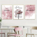 Ayat Al Kursi Pink Flower Wall Art Canvas - Axyaa Islamic Quran Quote Poster