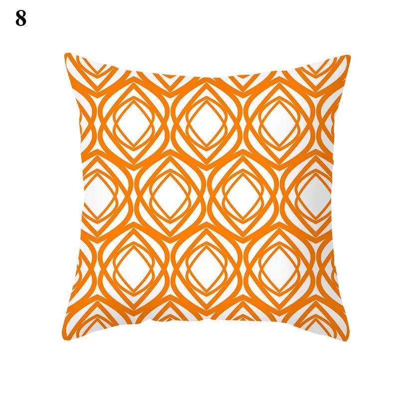 Orange Geometric Leaf Lines Pillowcase by Axyaa - Home Decor and Cozy Throw Pillows