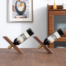 Axyaa Slanted Wood Wine Rack: Modern Minimalist Red Wine Bottle Holder
