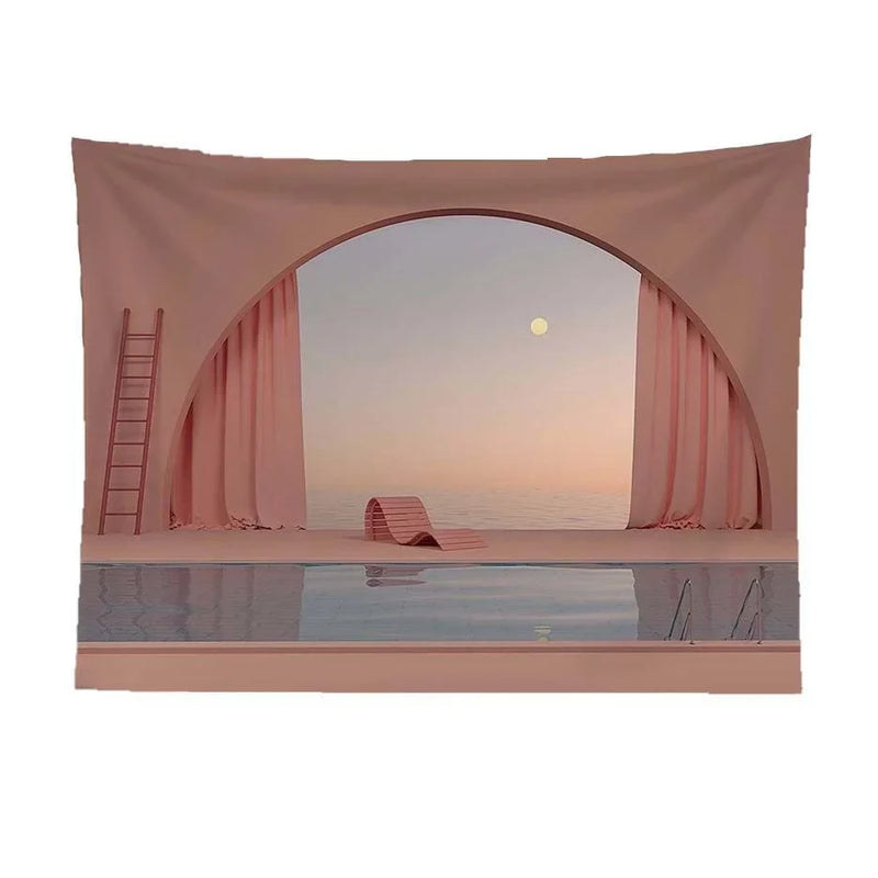 Axyaa Window Scenery Tapestry Wall Hanging for Home Aesthetics
