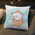 Axyaa Peach Cat Soft Cushion Cover 45x45 for Bed Sofa Home Decor