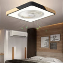Axyaa Nordic Bedroom Ceiling Fan Ultra-Thin Black Square Pendant Lamp