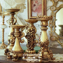 Axyaa Gold Fern Pattern Resin Candlestick Sculpture - Vintage European French Design