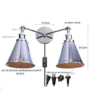 Axyaa Loft Plug-in LED Wall Lamps 2 Heads Silver Vintage Lighting