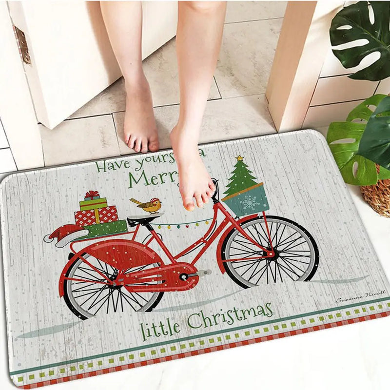 Axyaa Christmas Decoration Door Mat Non-Slip Floor Carpet for Home