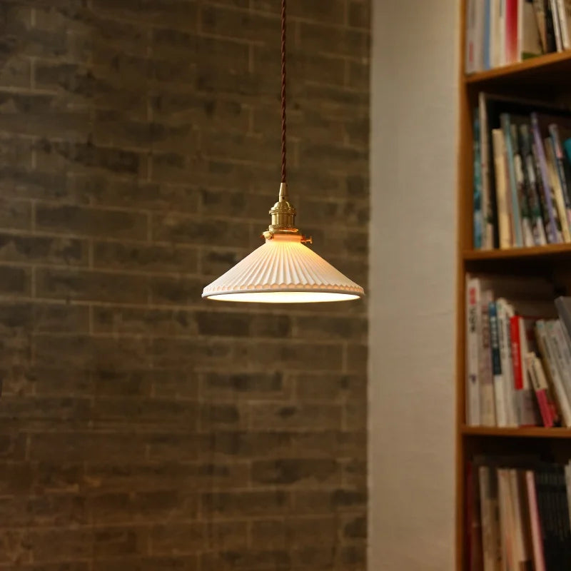 Axyaa White Ceramic LED Pendant Lights: Minimalist Loft Illumination