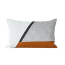 Axyaa Geometric Stitching Waist Pillow in Flannel and Leather - Nordic Minimalist Design