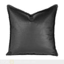 Axyaa Black Calfskin Emossed Pillow Cover for Luxury Model Room Decor.