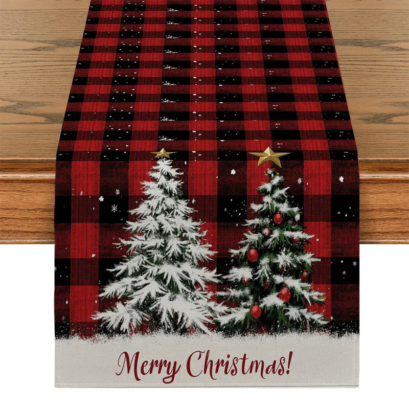 Axyaa Christmas Snowflake Table Runner - Farmhouse Dining Decor