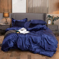 Axyaa Silk-Like Satin Hotel Duvet Cover Set - Queen Size Luxe Comforter Bedding