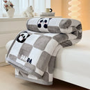Axyaa Cartoon Panda Flannel Blanket Set with Pillowcases for Sofa Bed Bedspread