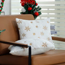 Axyaa Snowflake Plush Cushion Cover White Gold Christmas Decor 45x45cm