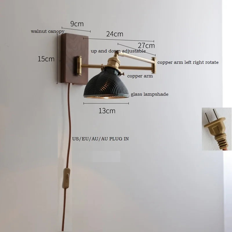 Axyaa Wood Canopy LED Wall Lamp with Pull Chain Switch