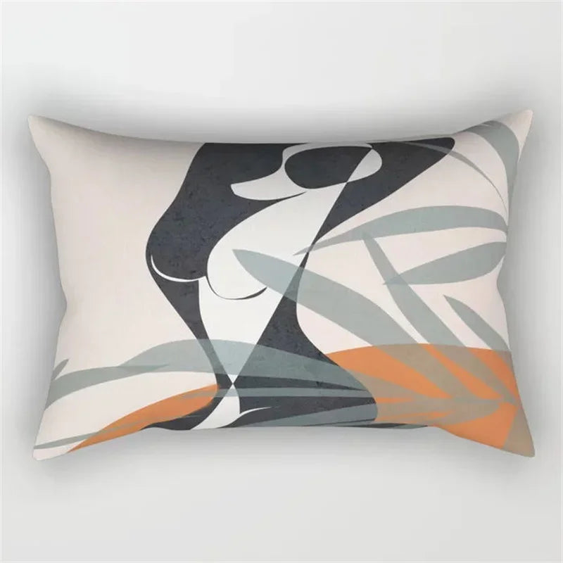 Axyaa Geometric Leaf Plant Print Pillowcase - Modern Nordic Sofa Cushion Cover