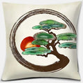 Axyaa Bonsai Zen Stone Pattern Pillowcase Square Decor Home Office Living Room