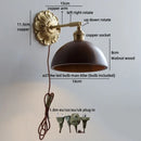 Axyaa Industrial LED Wall Sconce Lights Plug In Black Walnut Wood Vintage Style