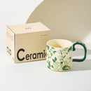Ceramic Iris Water Bottle Camellia Cup Set - Axyaa Luxe Collection