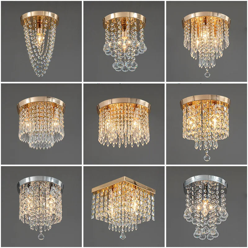 Axyaa Crystal Square Ceiling Lamp: Modern Lighting for Home Decor