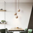 Axyaa Yellow Travertine LED Pendant Lights Hanging Stone Ball Japan Style Pendant Lamp