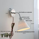 Axyaa White Glass LED Wall Light - Nordic Modern Adjustable Arm Bedside Lamp