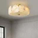 Axyaa Marble Led Chandelier: Nordic Round Pendant Light for Living Room, Restaurant, & Bedroom