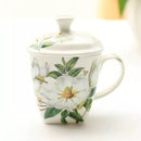 Axyaa Green Camellia Bone  Coffee Cup Porcelain Nespresso Tumbler White Ceramic Mug
