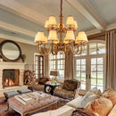 Axyaa Double-Layer Fabric Pendant Light for Living Room and Bedroom