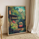 Axyaa Anime Style Train Journey Canvas Poster - Japanese Wall Art for Home Decor
