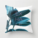 Axyaa Teal Blue Geometric Pillow Cases with Letter Leaves Plant Print, Deer Animal Design.