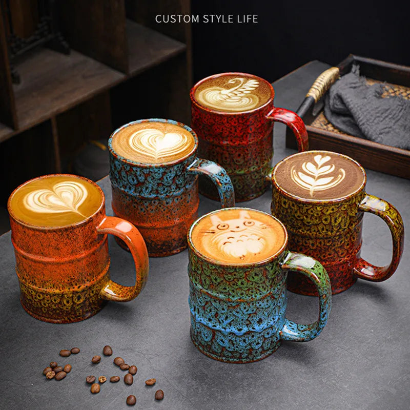 Axyaa Ceramic Oil Drum Coffee Mug - Large Capacity, Durable Drinkware for Home & Office