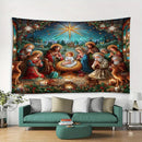 Nativity Scene Wall Hanging Cloth for Christmas Decor by Axyaa