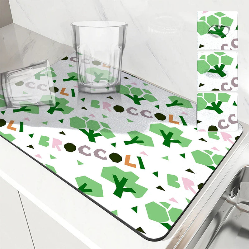Axyaa Fruit Print Drying Mat for Kitchen, Absorbent & Anti-Slip Placemat