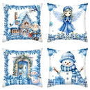 Axyaa Christmas Decor Pillow Cover Set - Santa, Snowman, Angel Print Suite