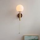 Axyaa Globe White Glass LED Wall Sconce Copper Base Mirror Light