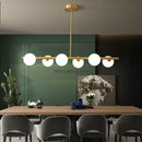 Axyaa Nordic White Glass Ball Chandelier - LED Pendant Lamp with Multiple Heads