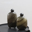 Axyaa Oval Glass Vase Marbling Terrarium Ball Cap Geometric Home Decor