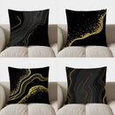Axyaa Black & Gold Marbled Pattern Throw Pillow Cover for Sofa, Bedroom, Car