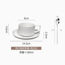 Axyaa Matte Stone Grain Ceramic Coffee Cup Set with Exquisite Camellia Design
