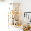 Axyaa Macrame Wall Hanging Shelf Boho Home Decor Wood Decoration Bedroom Living Room