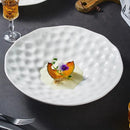 Axya Creative White Ceramic Hammer Dot Deep Plate for Molecular Cuisine