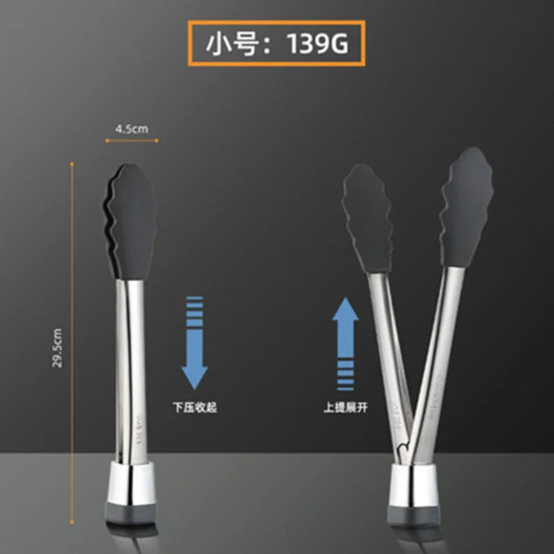 Axyaa Silicone Head Kitchen BBQ Tongs for Outdoor Picnic and Home Cooking