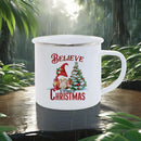 Axyaa Christmas Enamel Mugs, Santa Snowman Reindeer Design, Festive Xmas Party Cup
